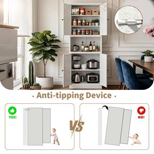 Armadio Dispensa da Cucina in Acciaio Bianco da 72 Pollici con Ripiani Regolabili e Ganci, Stile Moderno e Robusto - Product Image 6