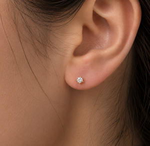 Round Brilliant Cut Lab Grown Diamond Stud <b>Earrings</b> Three Prong Martini Screw <b>Back</b> Jewelry 14K 18k Pure Gold Engagement <b>Earrings</b> - Product Image 3
