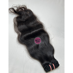 Extensions de cheveux humains indiens vierges Remy Arrow Exim AEEXC34, 100g, double trame machine, avec ondulations naturelles, couleur 1B - Product Image 1