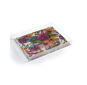 Elegante Bandeja Acrílica con Estampado Floral, Novedad Artesanal para Celebrar el Día de la Madre, Bandeja Decorativa Acrílica para Mesa de Comedor - Product Image 1