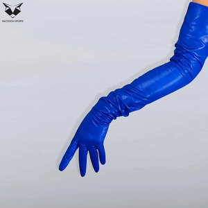 Gants de mode pour femme en cuir bleu foncé, longueur poignet, écologiques, respirants, pour extérieur, soirée, bal, pour rester au chaud - Product Image 5