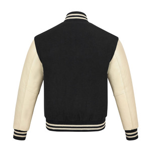Men's High Quality Wool Varsity <b>Jacket</b> Comfortable Solid Customized Color Plus Size With Stand Collar <b>Leather</b> Sleeves for <b>Winter</b> - Product Image 3