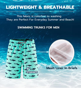 กางเกงชายหาดคุณภาพสูงสำหรับผู้ชาย แห้งเร็ว ผลิตจากโพลีเอสเตอร์ น้ำหนักเบา เหมาะสำหรับฤดูร้อน  รับออกแบบโลโก้ตามสั่ง - Product Image 5