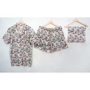 Conjuntos de Pijamas de Algodón 100% Puro, Lujosos, Elegantes, Románticos, Clásicos, Vintage, para Invierno y Verano, con Estampado a Mano, Tipo Canguro - Product Image 1