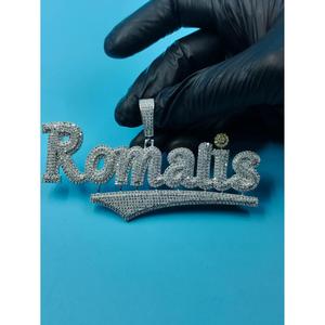 Custom Romaís <b>Name</b> <b>Chain</b> Iced Moissanite Diamond Pendant Hip Hop Jewelry Luxury Statement Gift - Product Image 1