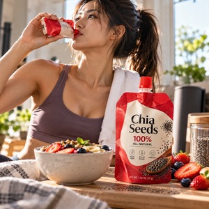 Complément alimentaire de fibres naturelles 100% naturelles en sachet souple de 50g, marque privée OEM ODM personnalisée aux graines de chia - Product Image 3