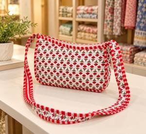 Vintage Striped Print Soft Cotton Durable Hobo <b>Bag</b> for <b>Women</b> Lightweight Zipper Shoulder Crossbody Valentine's Day Birthday - Product Image 1