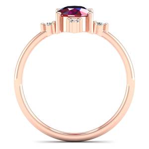 Bagues de fiançailles REYES faites à la main en or massif 14 carats avec moissanite pour femmes, bague solitaire délicate avec pierre précieuse rubis ovale de 1,25 carat - Product Image 4