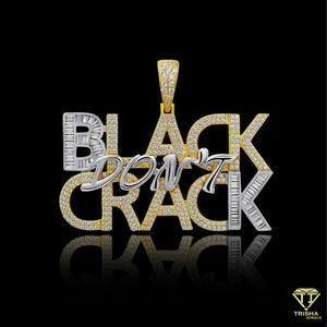Collar con Colgante Personalizado 'Black Dont Crack', Cadena Hip Hop con Diamantes Cultivados en Laboratorio, Joyería Brillante para Regalo - Product Image 3