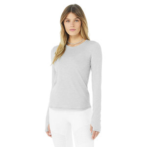 Camisetas de Manga Larga Casuales para Mujer, Ligeras, para Exteriores, de Alta Calidad, Color Sólido, Algodón y Elastano, Transpirables y Ecológicas - Product Image 4