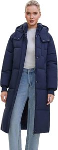 Parka Larga Acolchada para Mujer, con Capucha, Manga Larga, Color Azul Marino Sólido, Abrigo Cálido de Invierno con Cierre de Cremallera, Relleno Grueso de Fibra de Poliéster - Product Image 5