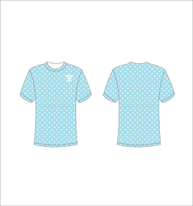 Camiseta de hombre azul claro con estampado de lunares, manga corta, cuello redondo, corte regular, 100% poliéster, tejido transpirable - Product Image 1