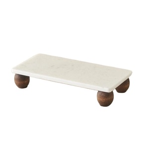 White Marble Square Tray with Scalloped Edges Elegant Home Decor Tray for Serving Tea Dining <b>Table</b> Display and Modern Decor - Product Image 1