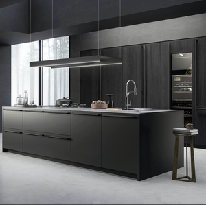 JY Project Customized European PVC Glossy Modular Kitchen Cabinet MDF Carcase Marble Countertop Modern Full <b>Set</b> 2-Year Warranty - Product Image 1