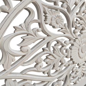 Cabecero de Cama King Size Cal, Tallado a Mano en Madera con Pintura Blanca, Diseño Mandala, Madera Sintética, Lujo para Residencias, Smart Art - Product Image 4