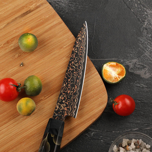 Cuchillo para verduras de cobre damasco de alta calidad con mango de madera liso para un corte limpio y la preparación de comidas - Product Image 3