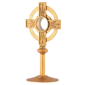 Monstrance en laiton tendance, Monstrance chrétienne moderne en laiton pour la liturgie eucharistique, les cérémonies d'église et la présentation de cadeaux - Product Image 6