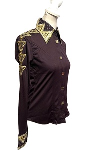 Tela de tafetán elástica hecha a mano Cowgirl Western Show Shirt para ropa ecuestre y equitación - Product Image 2
