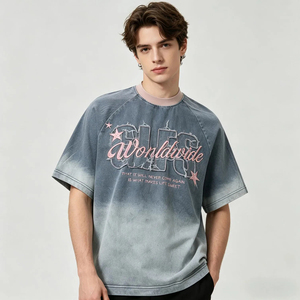 Camiseta Raglán Extra Grande para Hombre GLFS, con Letras Bordadas, Cuello Redondo, Estilo Urbano, 100% Algodón, Ribete en Contraste - Product Image 3
