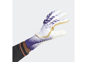 Gants de gardien de but de football blancs, violets et dorés en PU, à doigts complets, antidérapants, respirants, séchage rapide, imperméables, avec fermeture à lacets, pour l'extérieur - Product Image 4