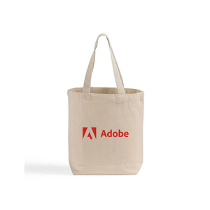 Bolsa de tela natural 100% algodón estampada con asas largas, logotipo personalizado, reutilizable, para compras, para pedidos al por mayor - Product Image 1