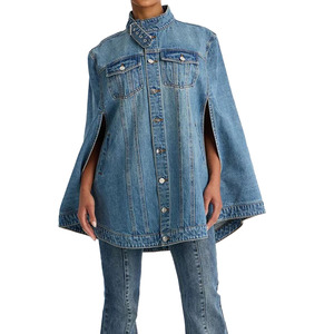 Women Denim Shirt Long Sleeve Button Up Sleeve Asymmetric Loose Fit Stonewashed Casual Blue <b>Top</b> Autumn Style - Product Image 1