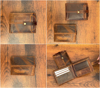 Dompet Rifd pria dompet kartu tempat kartu dompet kulit lipat dua bisnis dompet kulit sapi asli kustom penjualan laris ekspor untuk pria