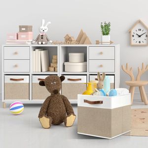 Lot de 4 cubes de rangement en tissu 11 x 11, paniers de rangement décoratifs avec poignées pour étagères, bacs de rangement cubiques pratiques et esthétiques - Product Image 2