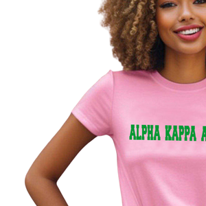 Camiseta Universitaria AKA para Mujer, Color Rosa, Manga Corta, Cuello Redondo, Algodón, Diseño Gráfico, Ropa para Eventos de Hermandad, Ropa Casual para el Campus - Product Image 2
