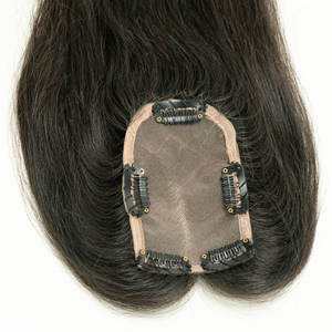 Topper de cheveux naturels ondulés en cheveux humains, base en soie et dentelle mono, postiche à clipser, extensions capillaires pour femmes souffrant de cheveux clairsemés - Product Image 5