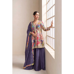 Venta al por Mayor de Ropa India de Nuevo Diseño, Estilo Tradicional, Ropa Casual, Kurti Plazzo de Chinnon Auténtico con Bordado - Product Image 1