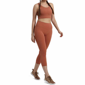 Conjuntos de Yoga Personalizados para Mujer, Tallas Grandes, 2 Piezas, a Cuadros, Transpirables, Elásticos en 4 Direcciones, de Secado Rápido, Spandex/Nailon, Ropa Deportiva para Gimnasio - Product Image 2