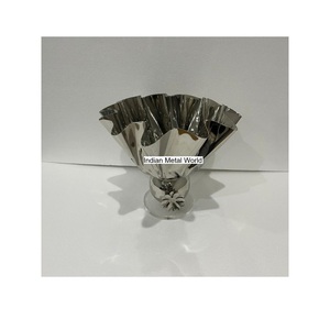 Cuenco de Metal Decorativo Vintage de Primera Calidad, Plateado, de Acero Inoxidable, con Base Floral Acrílica, al Precio Más Bajo - Product Image 1