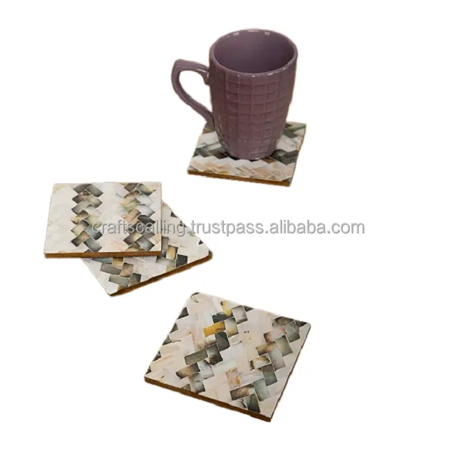 Baru ibu dari mutiara Coaster dari ibu mutiara tatahan kopi Coaster dan unik cangkir teh tulang tatahan Coaster dengan kerajinan panggilan