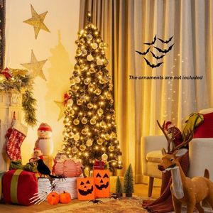 Albero di Natale e Halloween Artificiale Pre-Illuminato con Punte in PVC e Luci Bianco Caldo - Product Image 2