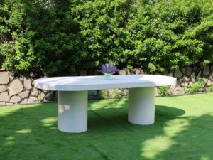 Mesa de Comedor Ovalada Blanca Minimalista Moderna Personalizada de Hormigón GFRC, Mesa de Comedor de Cemento de Lujo para Restaurante, Hotel, Villa, Comedor - Product Image 5