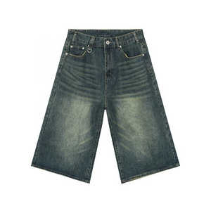 Shorts en jean baggy personnalisés pour hommes, style streetwear, qualité supérieure, écologiques, effet délavé soleil - Product Image 2