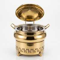 Casserole en acier inoxydable doré avec couvercle et deux poignées, pot de service pour restaurant, banquet, cuisine