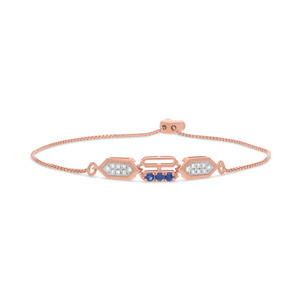 Pulsera Geométrica con Diamantes Midnight, Cadena Ajustable en Oro Rosa y Diseño Moderno de Triple Centro - Product Image 2