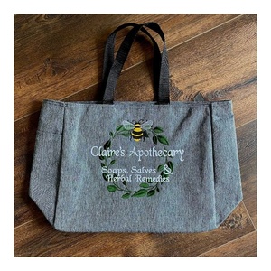 Grand centre imprimé floral merveilleuses arrivées GOTS Eco coton sac à provisions pliant paquet réutilisable toile pli pochette fourre-tout - Product Image 4