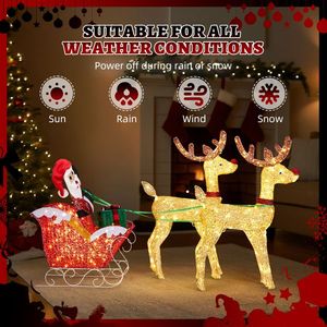 Pre-Lit Reindeer Sleigh Christmas Decorations 270 Warm White LED Indoor Outdoor Holiday Decor with <b>Lighted</b> <b>Pulling</b> Reindeer - Product Image 4