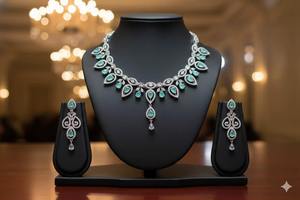 Conjunto de collar de latón macizo de alta demanda con pendientes para mujer, joyería étnica nupcial para fiestas, disponible para la venta. - Product Image 4