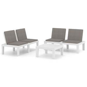Ensemble de salon de jardin blanc anthracite avec coussins, 4 places, mobilier d'extérieur, design contemporain, structure en plastique - Product Image 2