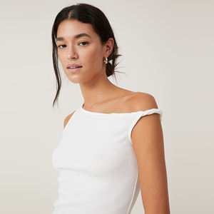 New Drop Shoulder Crop Design Regular Fit Summer Wear Custom Plain Fashion Breathable Design <b>Sleeveless</b> Women's Tank <b>Tops</b> - Product Image 4