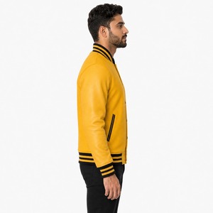 Veste universitaire personnalisée, tissu en laine de haute qualité, manches contrastées, fermeture à boutons pression, détails en tricot côtelé, coupe confortable, tendance - Product Image 4