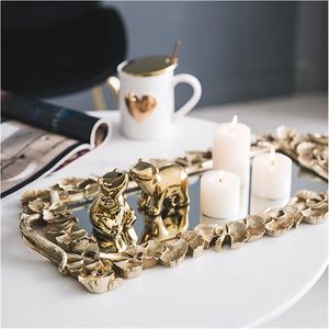 ถาดโชว์โลหะวินเทจสุดหรู ประดับใบแปะก๊วย สำหรับตกแต่งบ้านและโรงแรม - Product Image 4