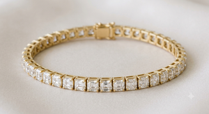 Bracelet tennis en or 14 carats avec diamants taille Asscher 12,30 carats, bijoux de luxe pour femme, cadeau de mariage, pour soirée, serti griffe, à porter au quotidien - Product Image 3