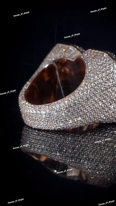 925 Silver Diamond <b>Rhodium</b> Plated Custom Number Baguette Detail Luxury Men's Hip Hop Party Gift <b>Ring</b> - Product Image 3