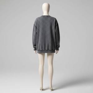 เสื้อสเวตเชิ้ตสไตล์กรันจ์ แอซิดวอช สำหรับฤดูหนาว สีเทาชาร์โคล ชายเสื้อแบบดิสเทรส ทรงโอเวอร์ไซส์ คอกลม ผ้าเทอร์รี่คอตตอน ไม่หดตัว - Product Image 4