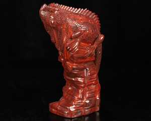 Escultura de Lagarto Tallada a Mano en Jaspe Rojo de 6.3 Pulgadas, Figura de Piedra Curativa de Cristal, Arte Feng Shui, Regalo, Decoración del Hogar - Product Image 6